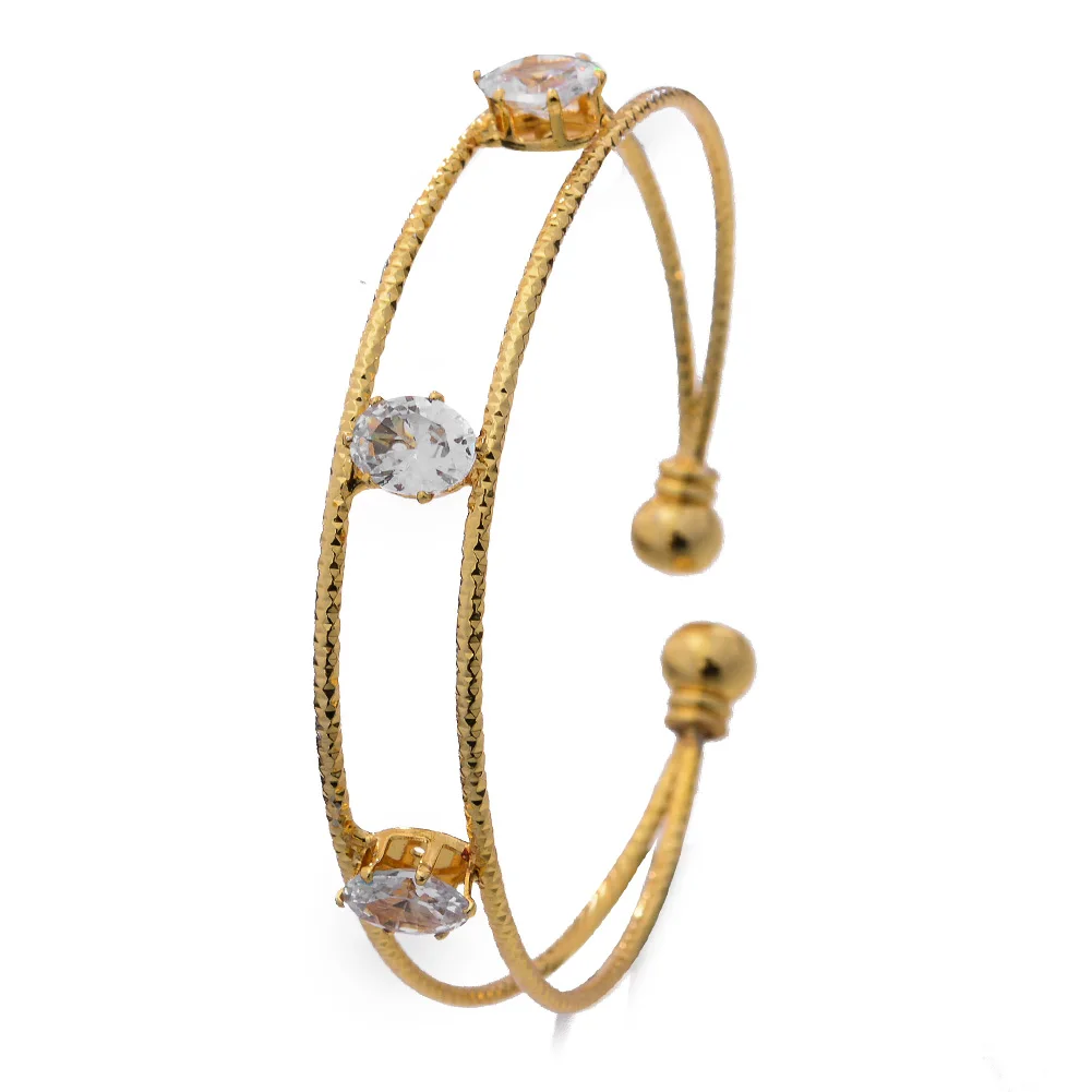 24K 4 Pçs/lote Pedra Branca Etíope Dubai Ouro Cor Cuff Pulseiras Para Mulheres Pulseiras & Pulseira de Jóias de Casamento Esposa Esposa menina Presentes