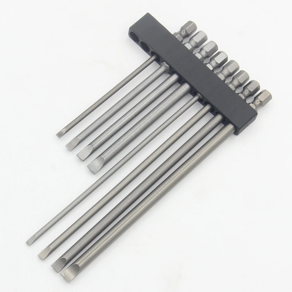 1Pc 1/4 Inch Hex Flat Head Slotted Tip Screwdrivers Bits Electric screwdriver Set long 100mm 150mm