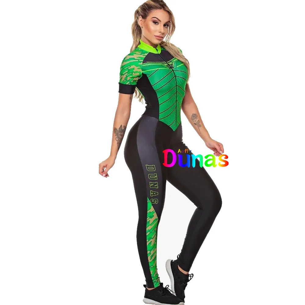 Abbigliamento a pedale Dunas verde donna ciclismo scimmia tuta da ciclismo corta pantaloni abbigliamento con Gel tute complete Pro Triathlon