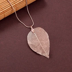 New Fashion Ladies Sweater Necklace Pendant Fashion Simple Leaf Pendant Classic Rose Golden Women Sweater Clavicle Chain Jewelry