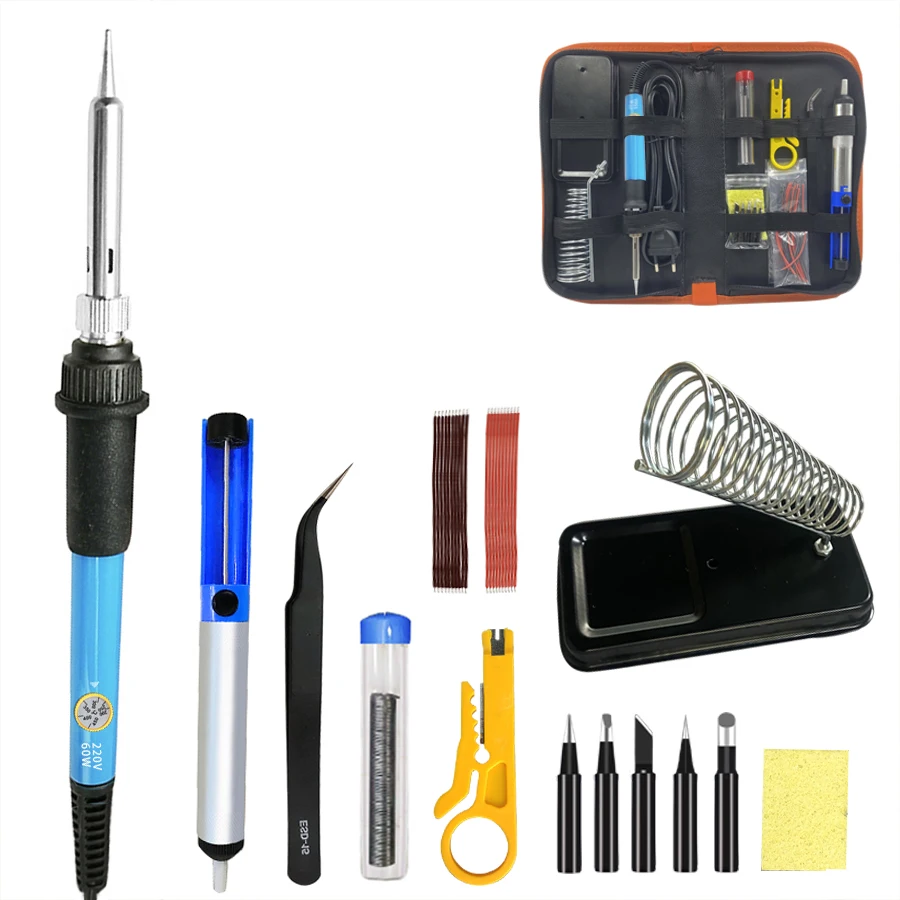 60W Temperature Adjustable  Electric Soldering Iron with Soldering Tips Stand Accessories Welding Solder Iron Kit Repair Tool