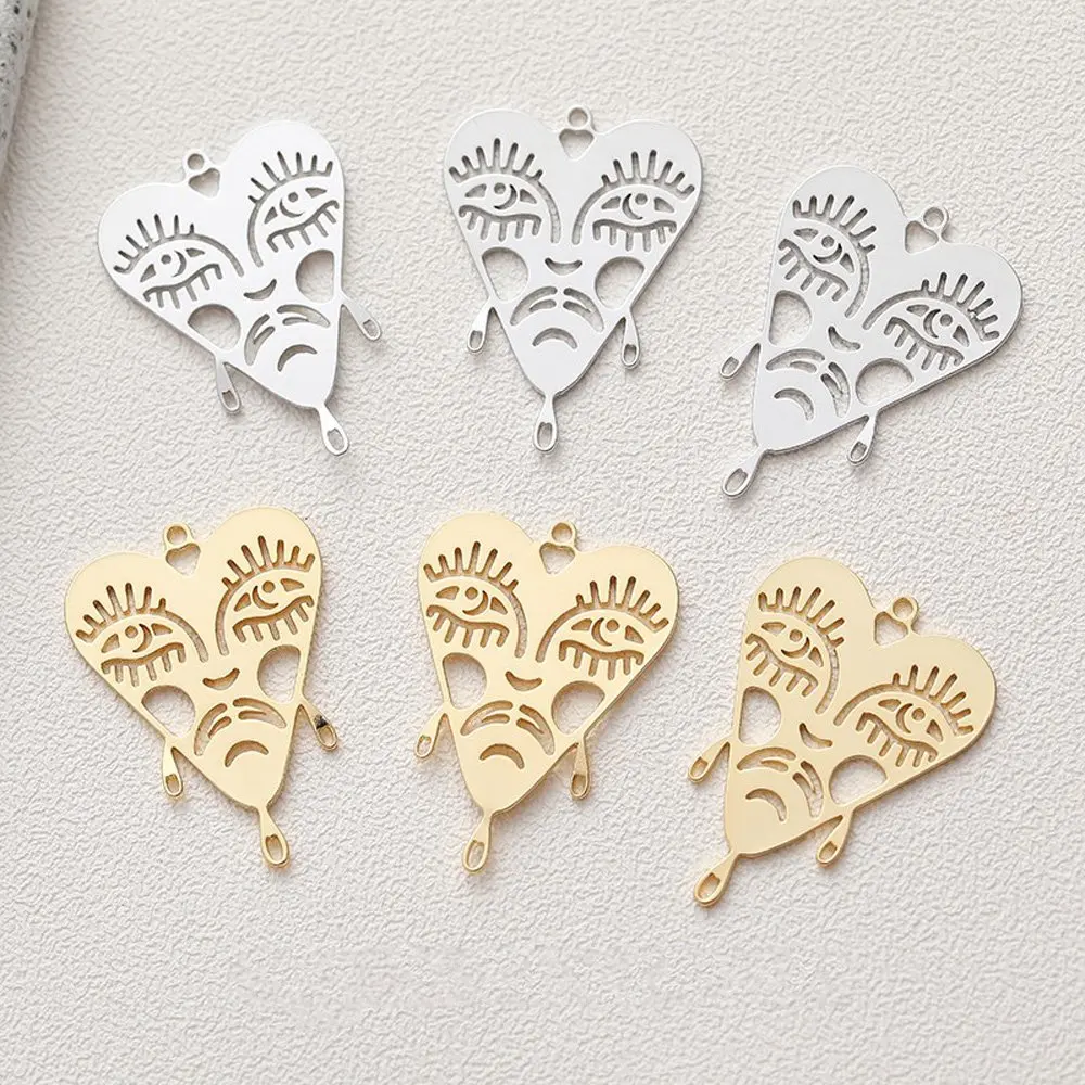 2PCS 14k Gold Plated Creative Design Face Pendant  for Jewelry Making Diy Earrings Supplies Hand Made Brass Accessories