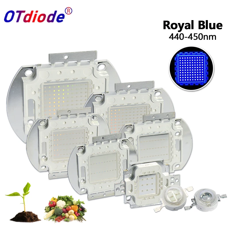 3W 5W 10W 20W 30W 50W 100 W Royal Blue LED rosną Chip 440nm 450nm światła koraliki emiter Blub dla majsterkowiczów 10 50 100 Watt lampa do uprawy roślin