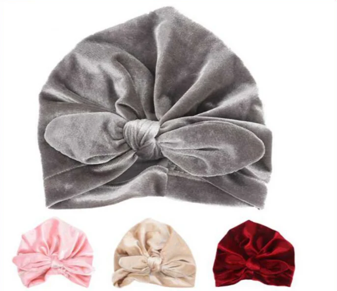 New Velvet Baby Hat for Girls Autumn Winter Baby Boy Cap Photography Props Elastic Infant Beanie Turban Hat Baby Accessories