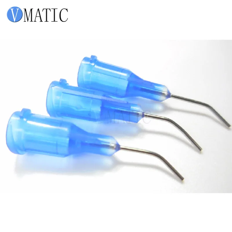 

Free Shipping 100Pcs 22G Blue 0.5'' Tubing 45 Degree Bent Glue Dispensing Syringe Needle 1/2 Inch