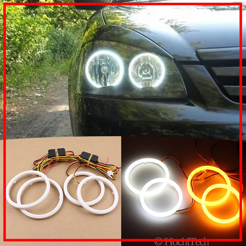 

for Lada Priora VAZ 2170 2171 2172 Cotton Switchback LED Dual Color Angel Eye White Amber turn signal light