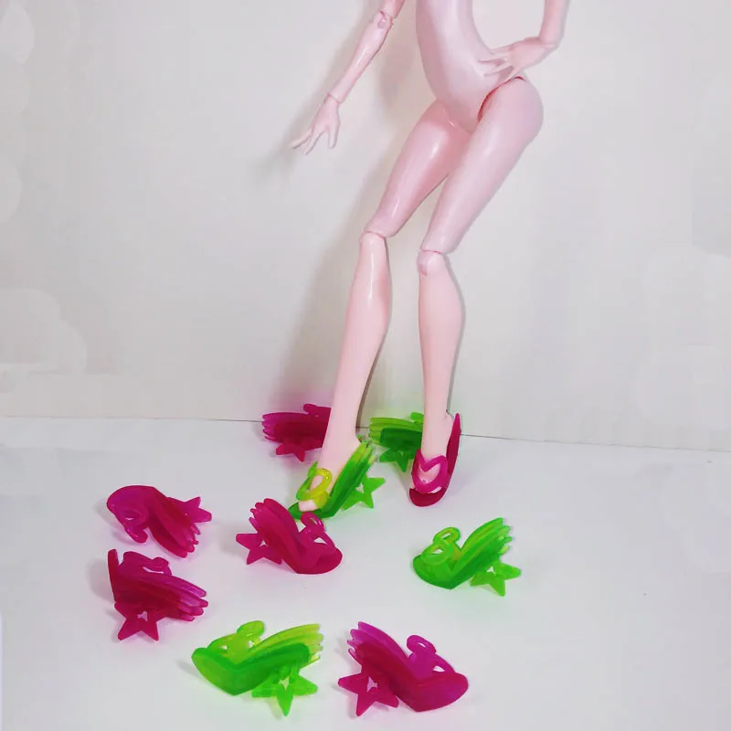 5pairs/lot Doll Accessories Fashion Doll Shoes For Monster Demon Dolls High Heel Star Sandal Shoes For Monster Doll Kids Toy