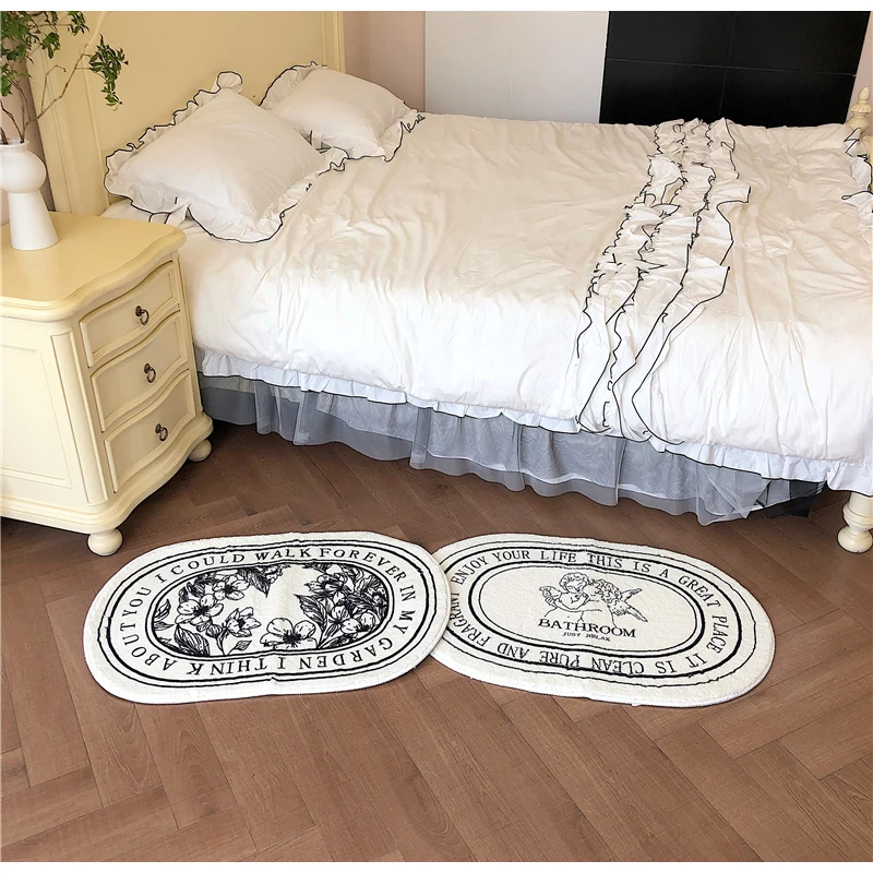 Medicci Home Luxury Bathroom Rugs French Retro Angel Print Shaggy Carpet Non Slip Bath Shower Mat Laundry Room Bedroom 40x60cm view 3