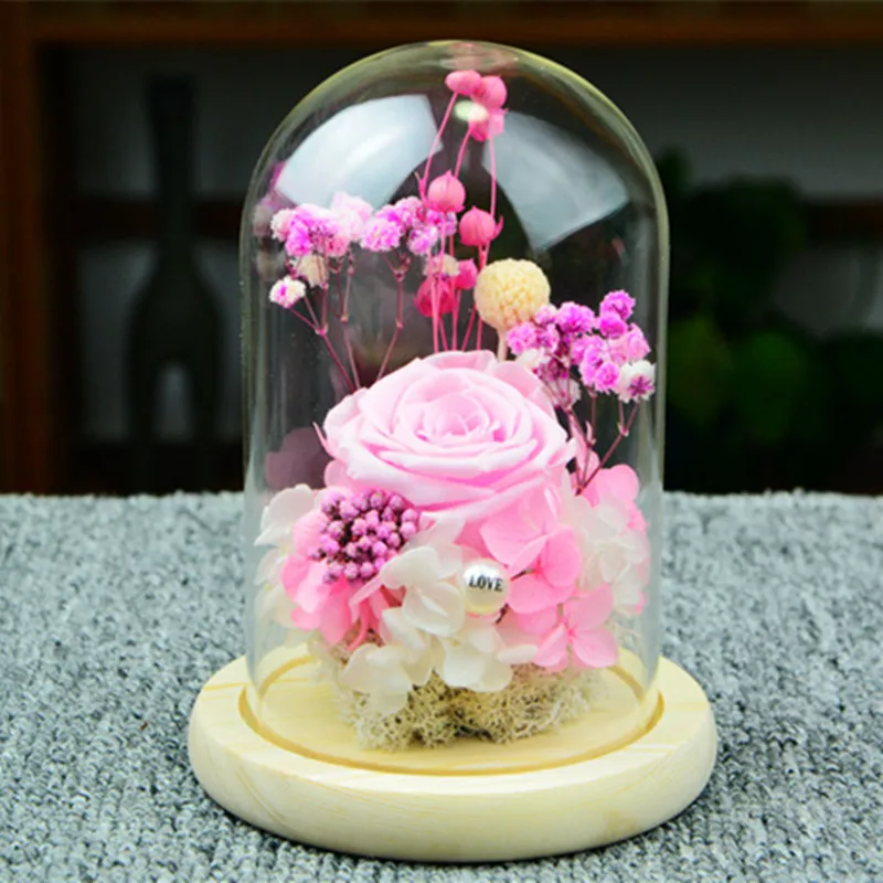 15*18.5cm Middle Size Glass Dome Vase Home Deocration Flat Antique Cork Base Transparent Cover Wedding Live Prop Birthday Gift