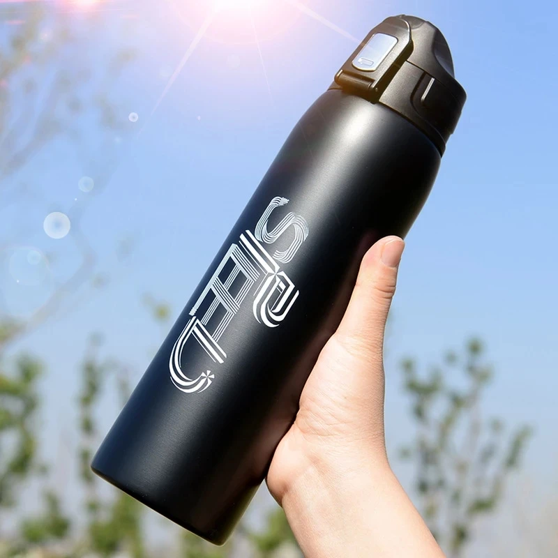 1000Ml Roestvrijstalen Sport Thermos Beker Met Zak Koffie Thee Vacuümfles Reismok Klimmen Thermale Waterfles