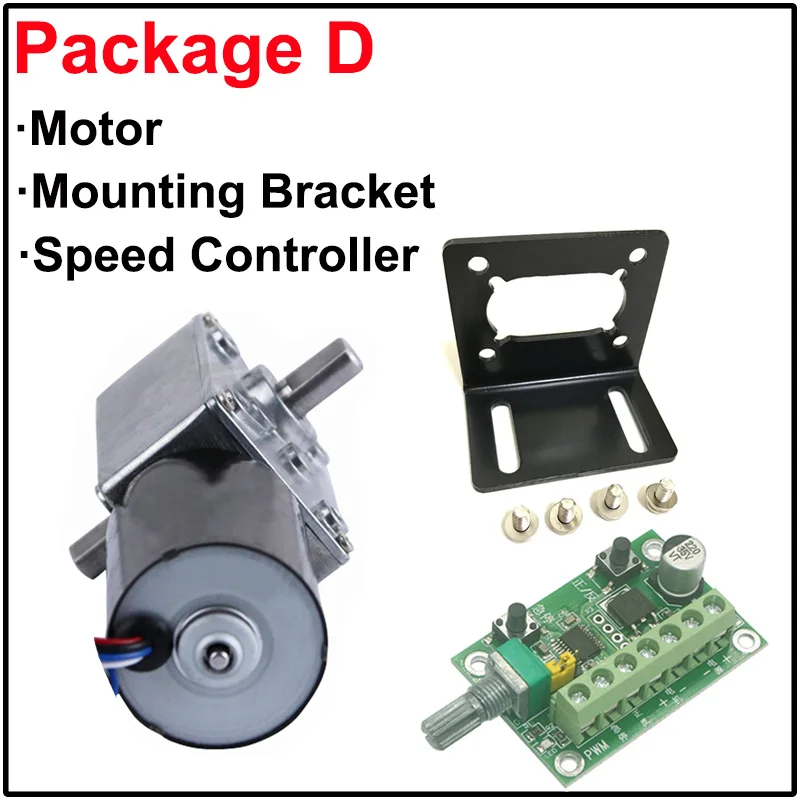 Brushless DC Worm Geared Motor Low Speed 8-470RPM High Torque BLDC Motor 12V 24V Double Shaft Adjustable Speed Reverse Self Lock