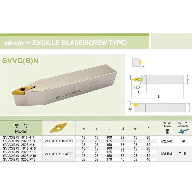 SVVBN SVVCN External Turning Tool Holder CNC Lathe Cutter SVVBN1616H16 SVVBN2020K16 SVVBN2525M16 For Turning Inserts VBGT1604