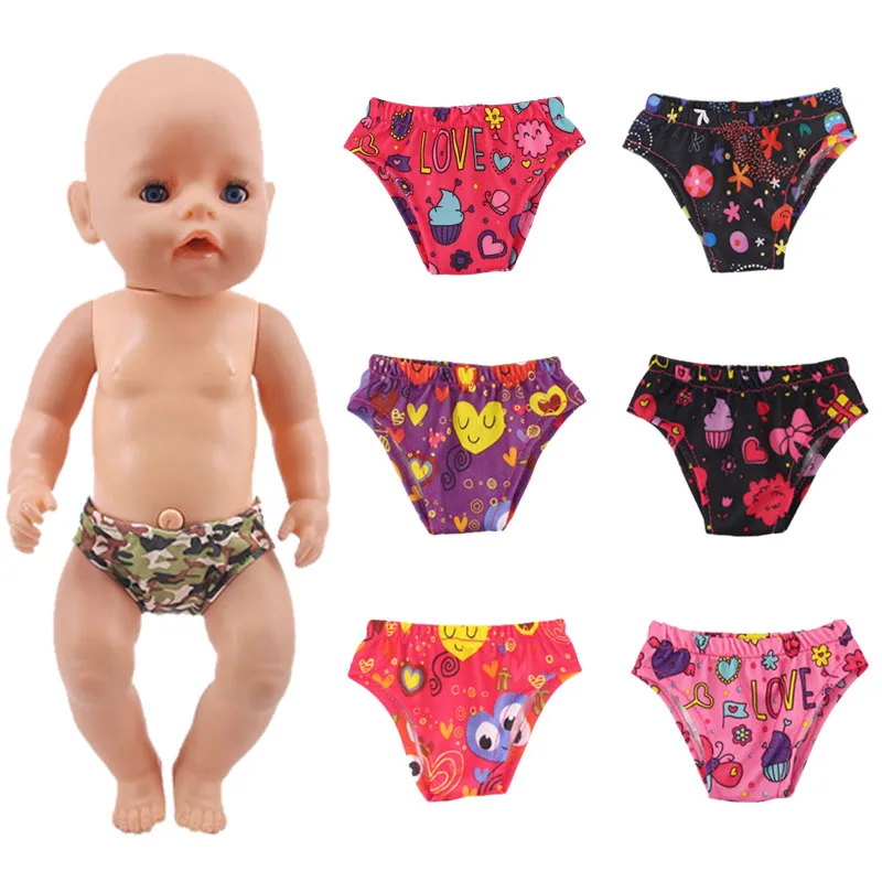 Mixed Color Flowers Boys And Girls Briefs Fit 18 Inch American And 43 Cm Baby New Born Doll Clothes Accessories ,Children's Toy