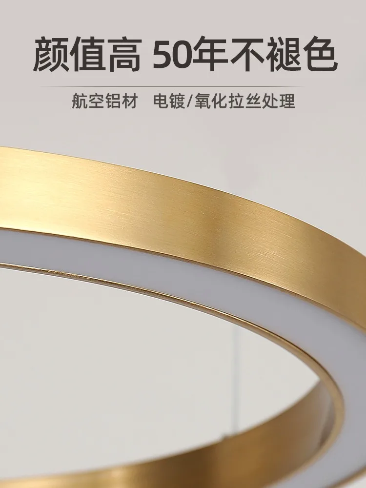 Living Room Lamp Chandelier Simple Nordic Style 2020 New Dining Room circle round Ring Compound Building  Post Modern Light