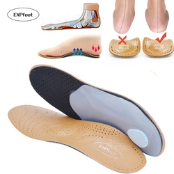 Leather Orthotic Insoles For Flat Feet Arch Support Orthopedic Shoes Sole Insoles For Feet Men Women Children O/X Leg Corrected