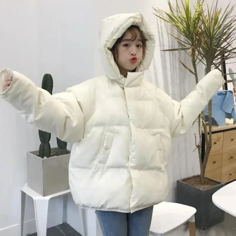 Winter Harajuku Loose Korean Y2k Parkas Women Solid Thicken Warm Student Oversize Coat Baggy Casual Short Jackets Hoodies Female