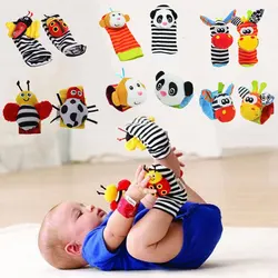 Baby Toys 0 to 12 Months Cute Cotton Stuffed Animals Socks Wrist Rattle for Infant Newborn Crib game Make Sounds Game For Babies