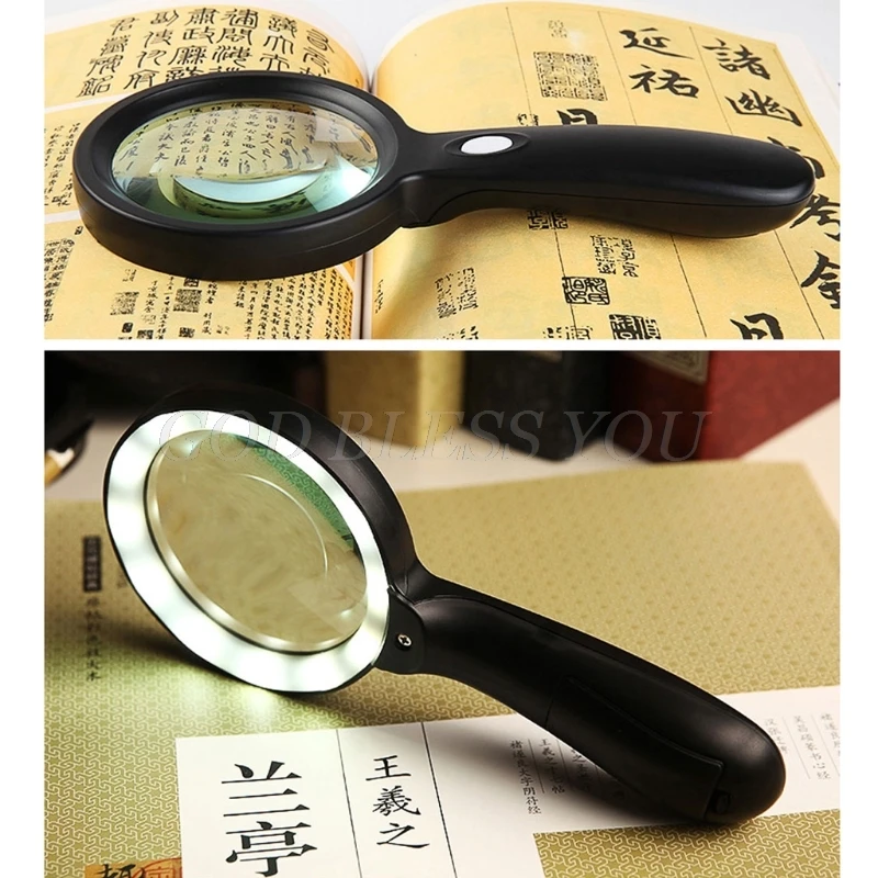 Lighted Magnifying Glass-10X Hand held Large Reading Magnifying Glasses with 12 LED Illuminated Light for Seniors, Repair, Coins