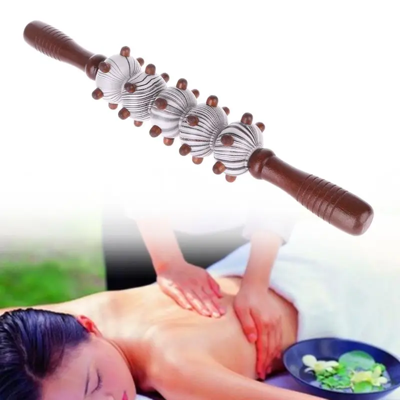 1PCS Wood Massage Stick Roller Massager tool Reflexology Hand Foot Therapy full U2JD