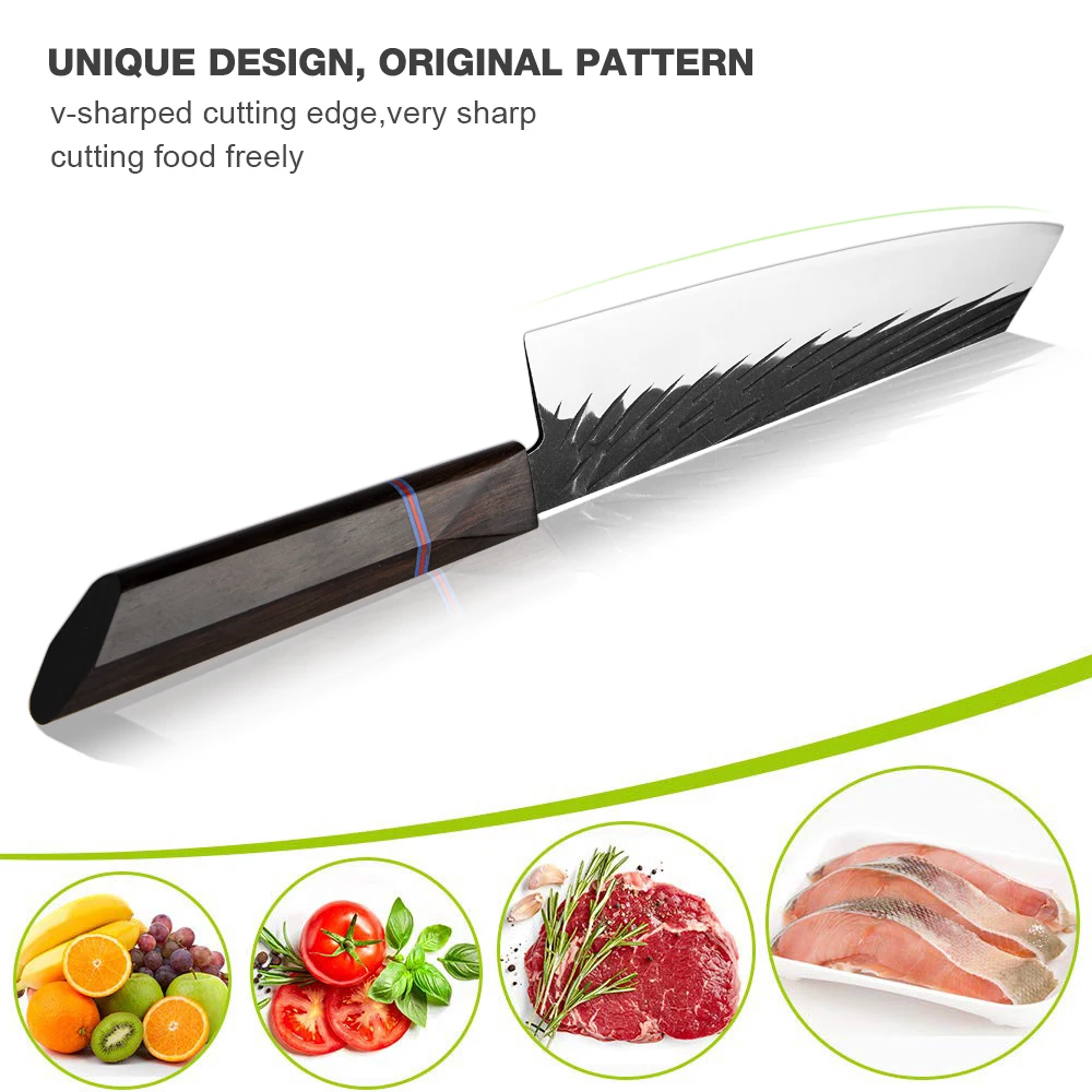 XITUO Kitchen Knives Set 1-8Pcs Ultra Sharp 440C Steel Chef Knife With Ebony Wood Handle Meat Cleaver Slicer Cooking Knives