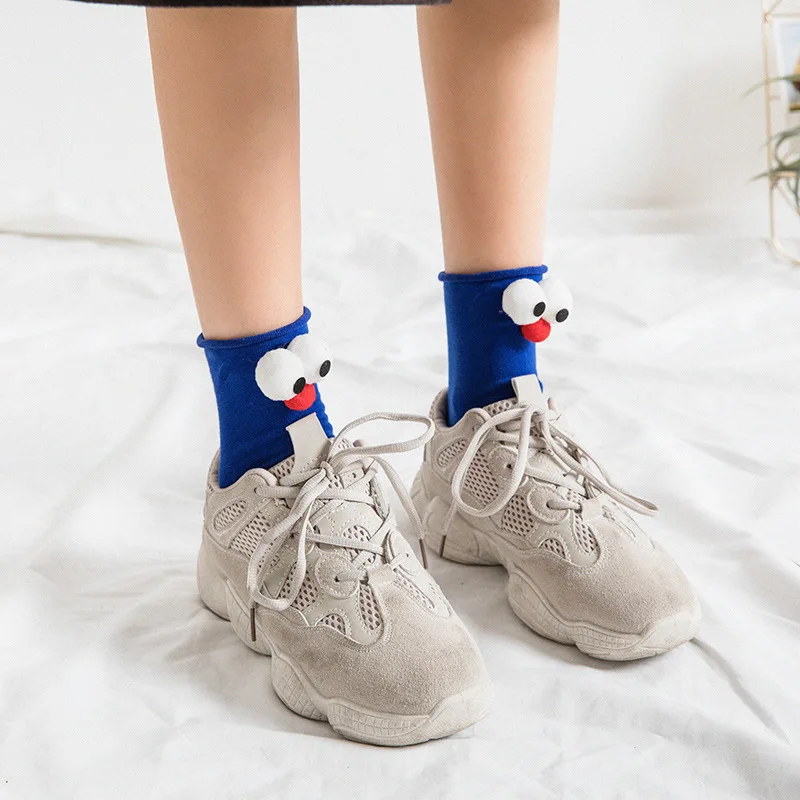 Funny Socks Women\'s Short Cotton Hot Sale 3D eyes Designer Fashion Amusing Lovely Harajuku kawaii Gift Happy Cute Socks