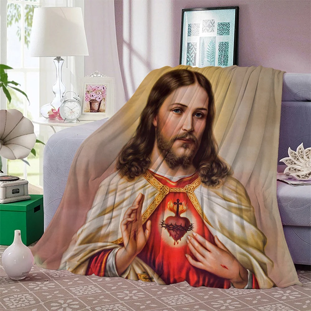 CLOOCL Flannel blanket Jesus God Sherpa Blanket Fashion Throw Blanket Adult New Year Gift Christmas Travel Decoration Quilt