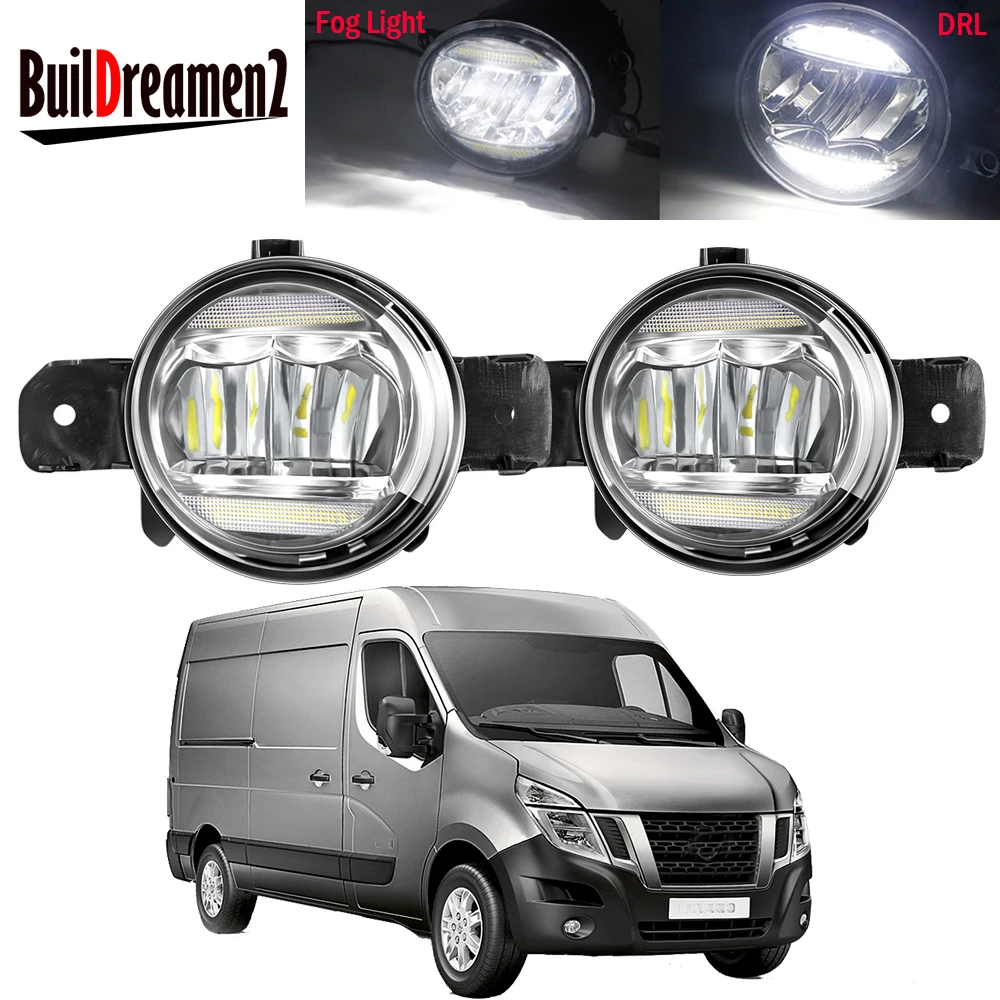 2 X Car Front Bumper Fog Light Assembly 30W H11 LED DRL Fog Daytime Running Lamp 8000LM 12V For Nissan NV400 2011-2015