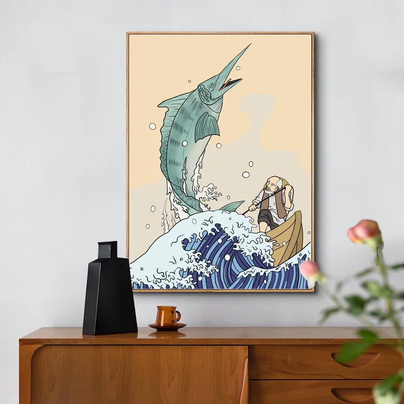 Japanese Ukiyoe Vintage Wall Art Poster Print The Great Wave Abstract Canvas Painting Nordic Decoration Picture for Living Room