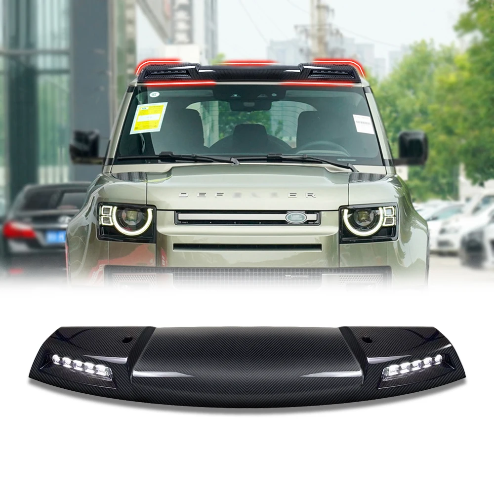 

Luggage Rack DRL Top Light for Land Rover Defender 2020 2021 Roof Light Bar Pod Real Carbon Fiber LED Off-road Adventure Lamp