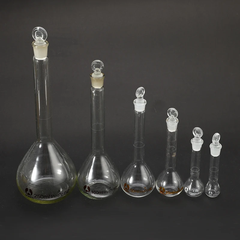 Flcopropriété de jauge en verre avec bouchon, laboratoire de chimie, bécher transparent, rond, 5-100ml