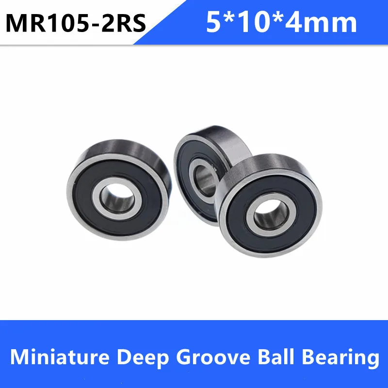 

100pcs MR105-2RS Miniature Ball Bearing MR105RS 5*10*4mm deep groove ball bearings 5x10x4mm