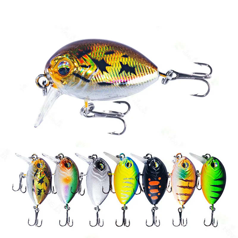 2PCS mini Minnow Fishing Lure 38mm 3.8g Crankbait Hard Bait Topwater Artificial Wobbler Bass Japan Fishing 3D Circular Minnow