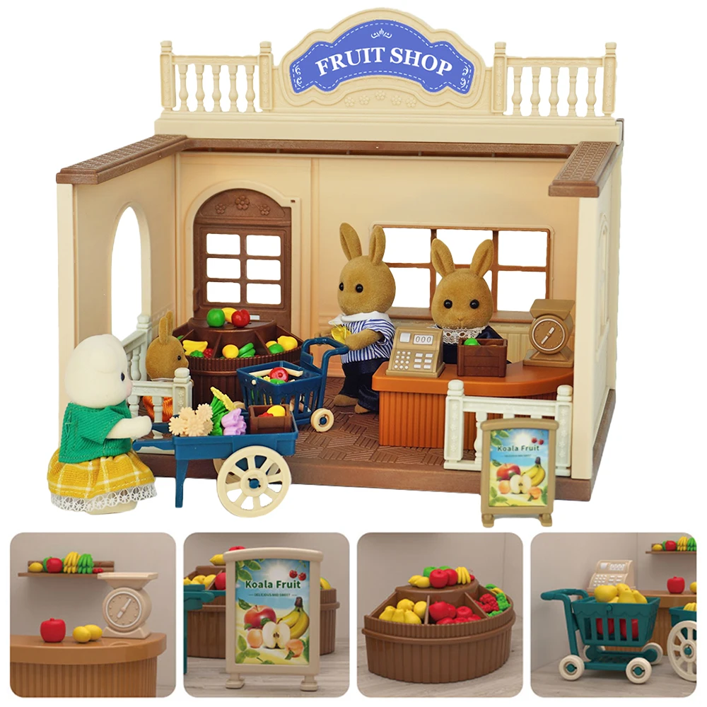 

Forest Family Children's Kitchens Banana Girl Toys Animal Dollhouse Fruit Shop Supermarket Miniatures Furniture Groceries Play