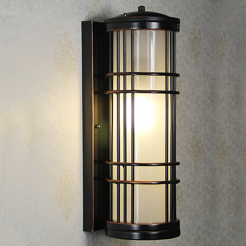 

Outdoor Fence Lighting Garden Retro Vintage Balcony Lamp Park Path Light Lantern Wall Sconce Iron With Glass