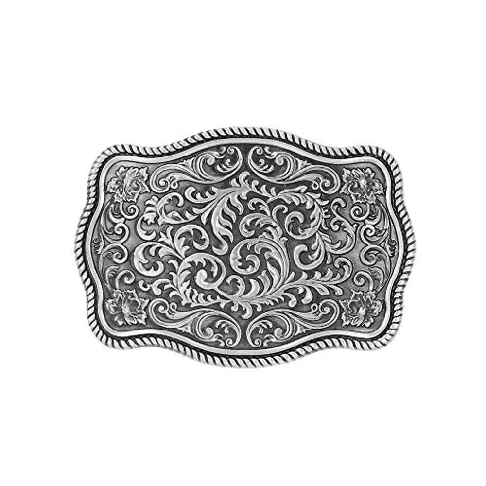 Fibbia per cintura rettangolare fiore Vintage per uomo fibbia da cowboy occidentale senza cintura in lega personalizzata larghezza 4cm