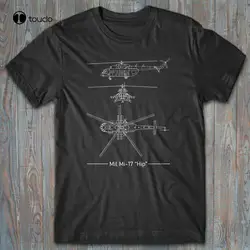 Military T-Shirt Mil Mi-17 Hip Ussr Helicopter Technical Blueprint - Tee Tee Shirt