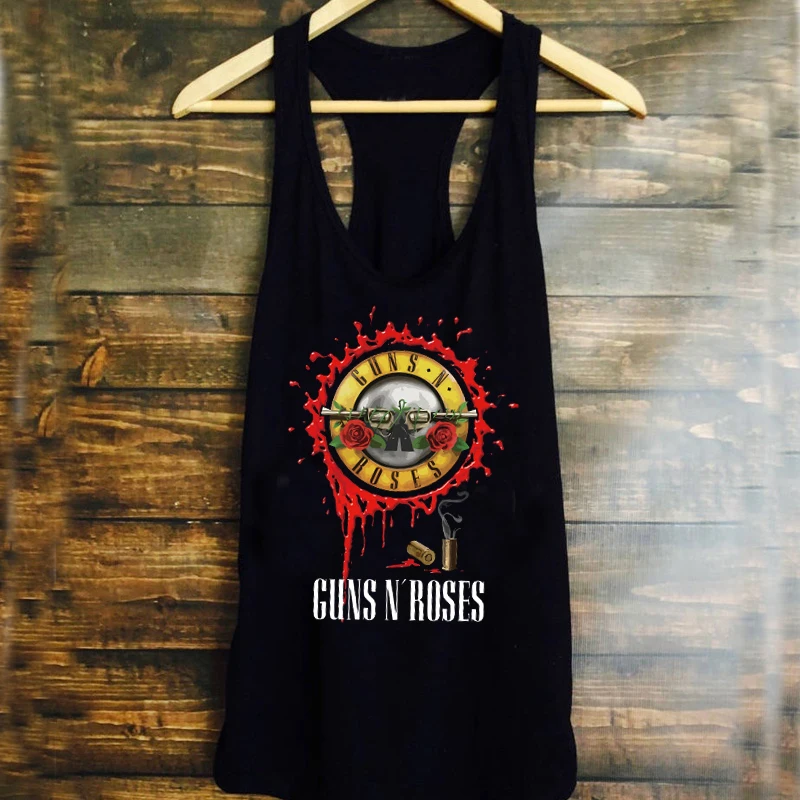 GUNS N\' ROSES Women Tank Top Puck Rock Style Summer Sleeveless Shirt Causal Vest Off Shoulder loose Top Clothing Drop Shipping