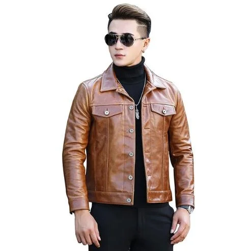 fashion Free shipping. classic cowhide jacket.japan 668 style genuine leather jackets.slim young motor coat.sales