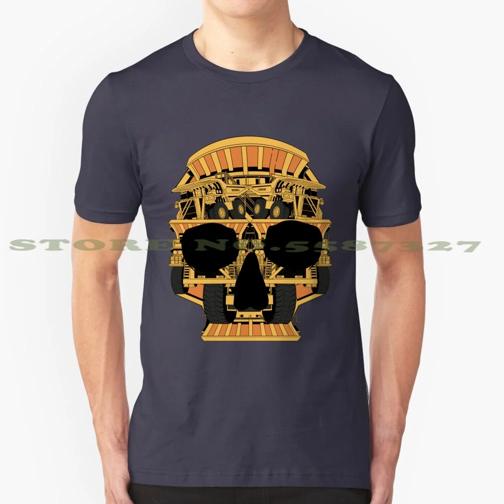 Skull Dump Truck 100% Pure Cotton T-Shirt Komatsu Construction Engineer Mining Equipment Coal Mechanical Belaz Automotive Haul