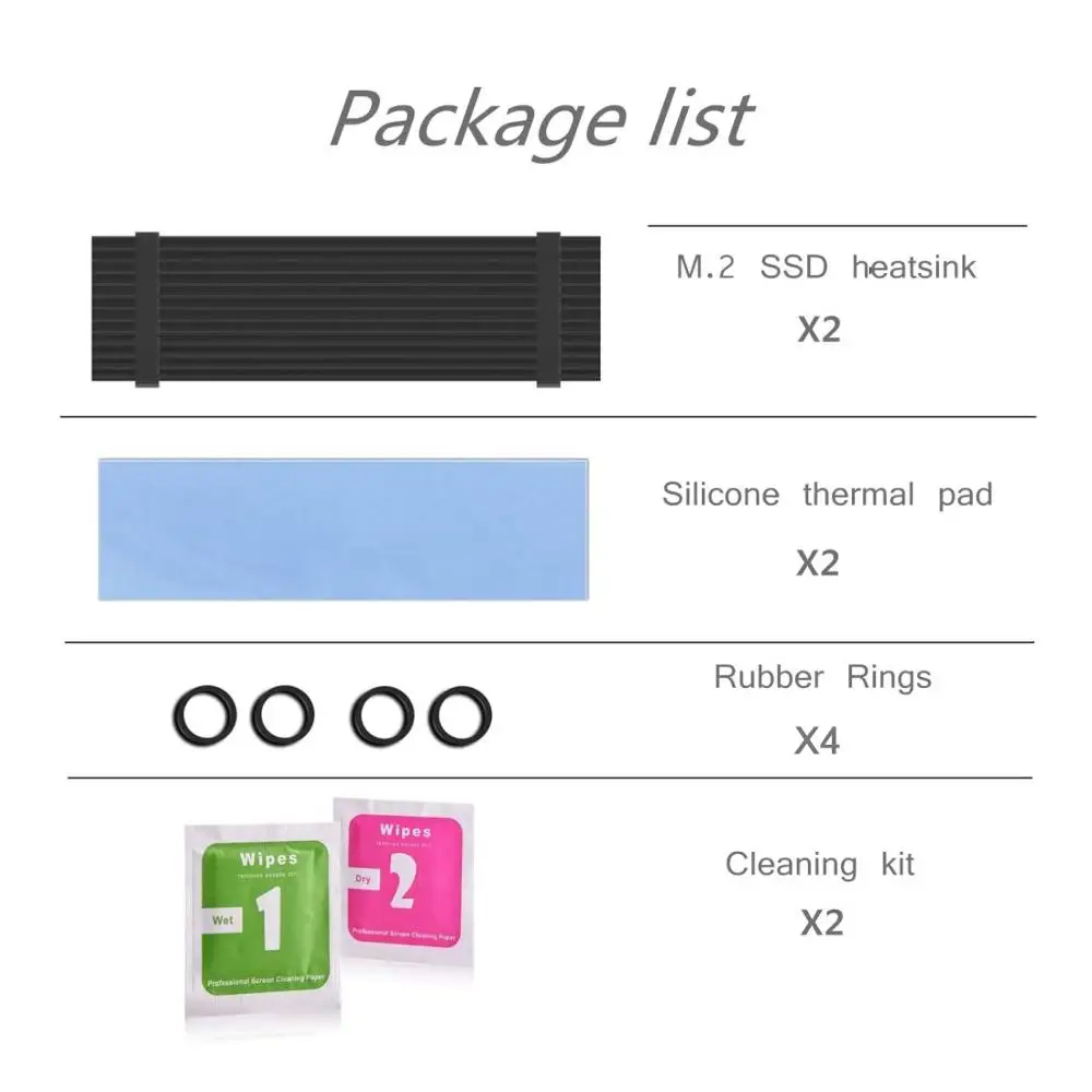 5 peças younuon dissipadores de calor de alumínio para pcie nvme m.2 2280 ssd com almofada térmica de silicone, radiação de barbatana de resfriamento de memória para laptop diy