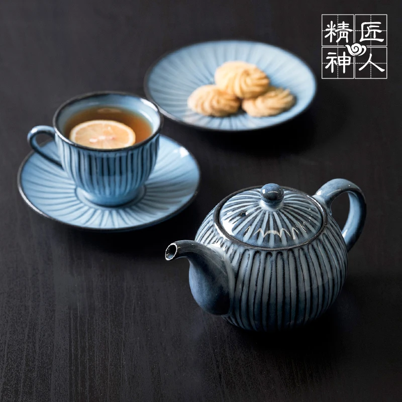 

spot burn it has imported from Japan tian pozzo see hand carved ten grass grain coffee cups and saucers teapot teacup