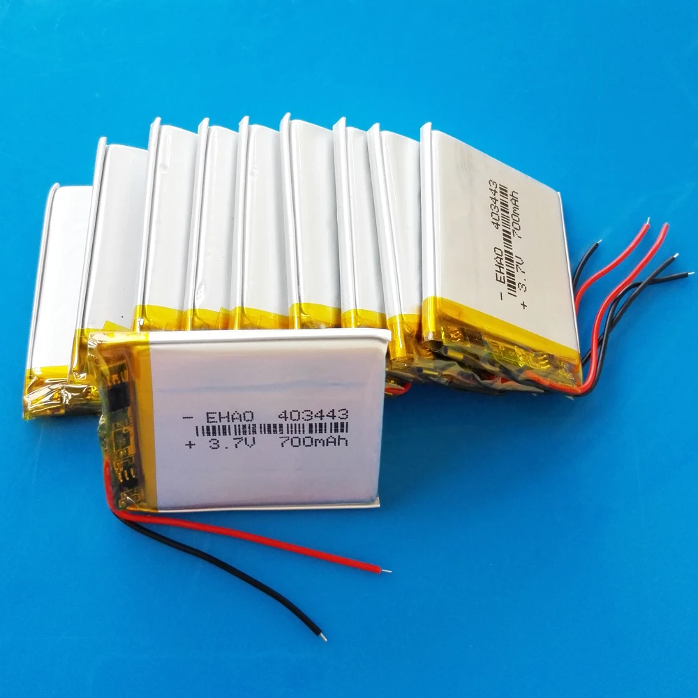 

10 pcs 3.7V 700mAh Lipo Polymer Lithium Rechargeable Battery 403443 For MP3 GPS DVD Recorder Headset E-book Camera Massager