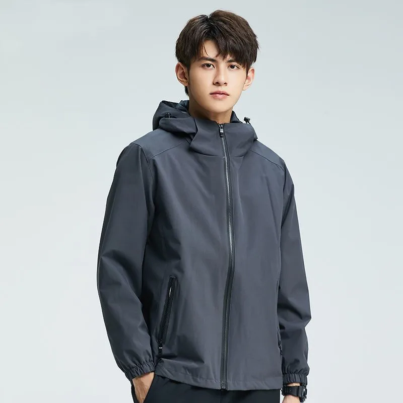 Men's Sports Jacket 2022 New Autumn Winter Outdoor Solid Simple Hooded Coat Loose Warm Cold Mountaineering Windbreaker Basic Top