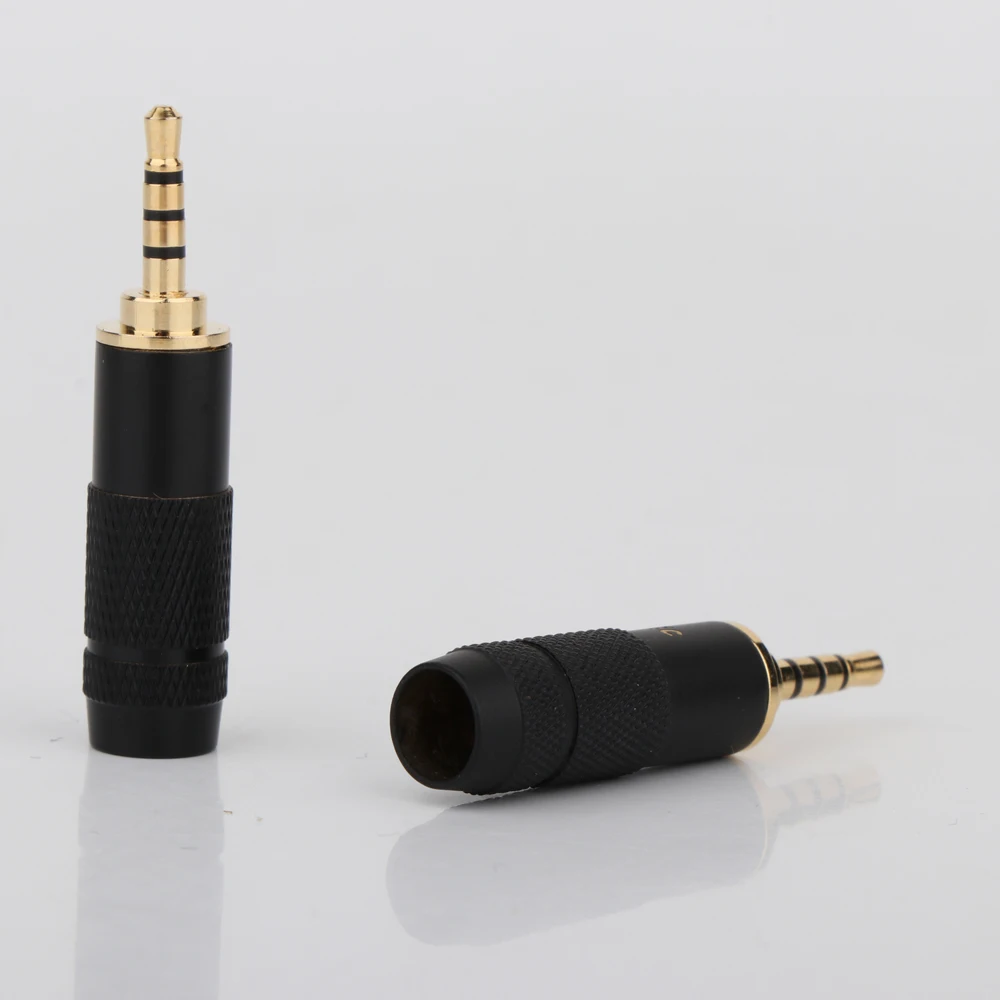 HP100 2,5-mm-Stecker, Audio-Klinkenstecker, 4-polig, vergoldetes Metall, Kopfhörer-Adapter, Löten für DIY-Stereo-Headset-Kopfhörer