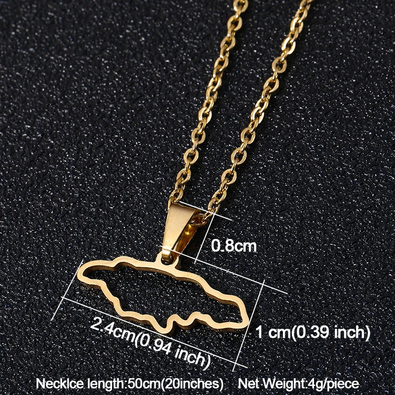 Hot stainless steel Jamaica map pendant necklaces 4 kinds of style Gold color Jamaican Women Country map Jewelry Gift
