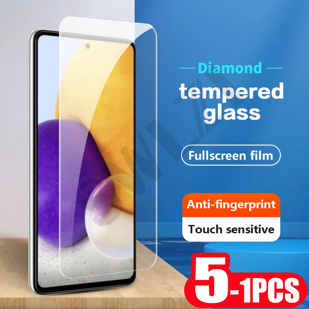 5-1Pcs 9H on the tempered glass for Samsung Galaxy A02s A12 A22 A32 A42 A52 A72 phone screen protector protective film