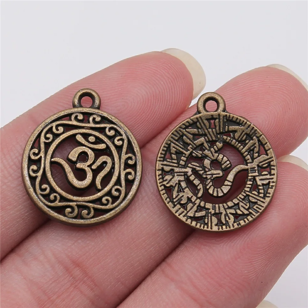 10pcs Charms Yoga Om Pendants Making DIY Handmade Tibetan Silver Color Vintage Antique Bronze Color Jewelry Making Finding