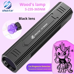 UV 365NM WOOD'S LAMP Cat Ringworm Detector Flashlight Pet Skin Doctor Pet Urine Detector Built-in Rechargeable Lithium Battery