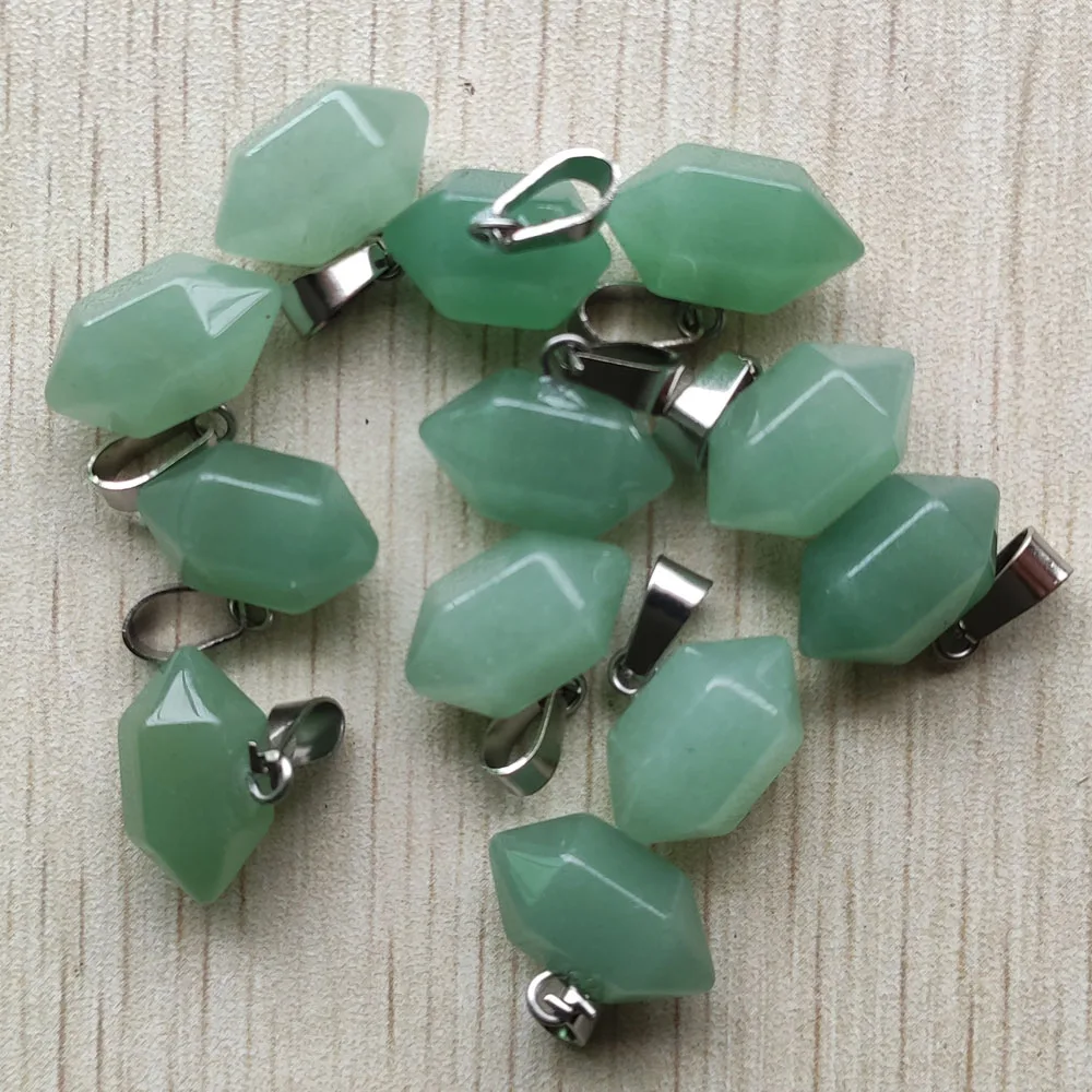 

Wholesale 24pcs/lot New fashion natural green aventurine stone pillar shape point pendants for jewelry making free shipping