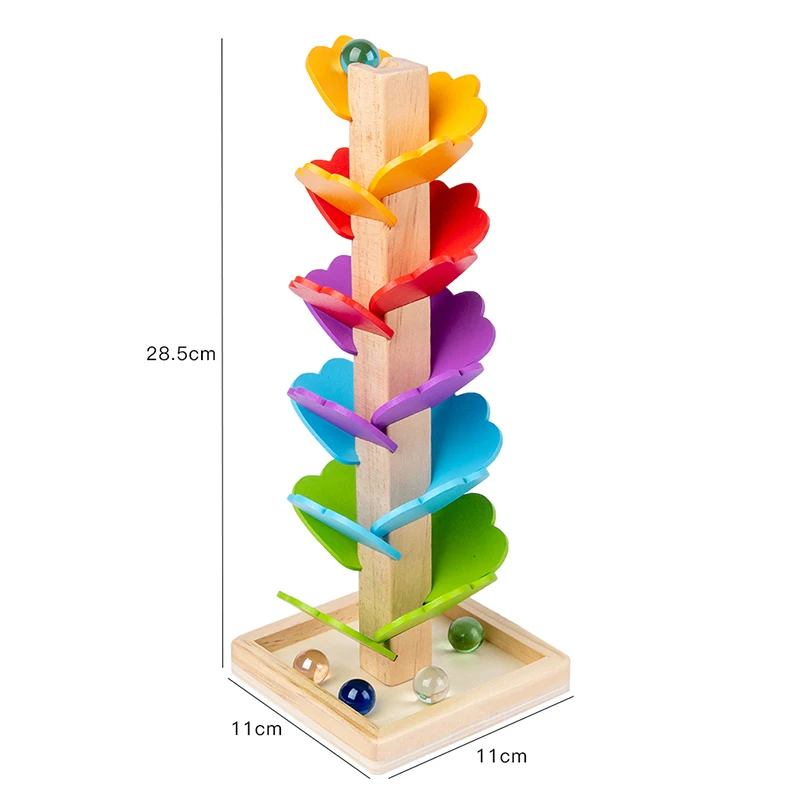 Montessori Kids Educational Toy Blocks Wood Tree Marble Ball Run Track Games Baby Children Intelligence Assemble Building Blocks